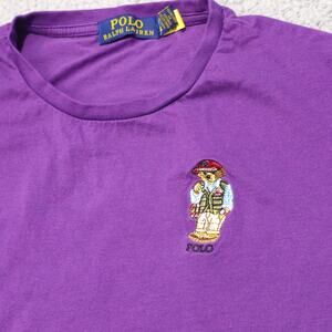 Polo Ralph Lauren Shirt Womens Medium Purple Dapper Polo Bear Tee T-Shirt Cotton